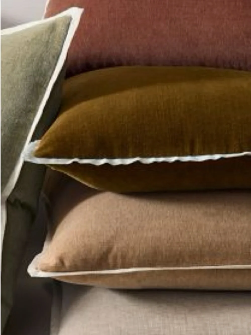 West Elm Classic Cotton Velvet Pillow Cover 20” Set of 2 Linen Trim